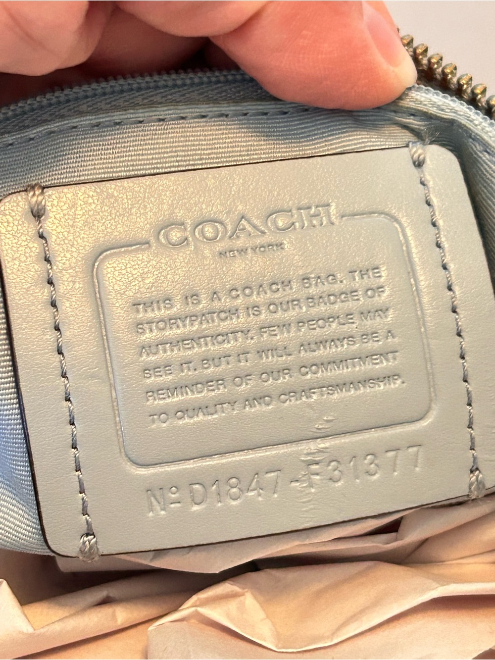 COACH Light Blue Bennett Pebbled Leather Satchel Purse Bag - Picture 9 of 15